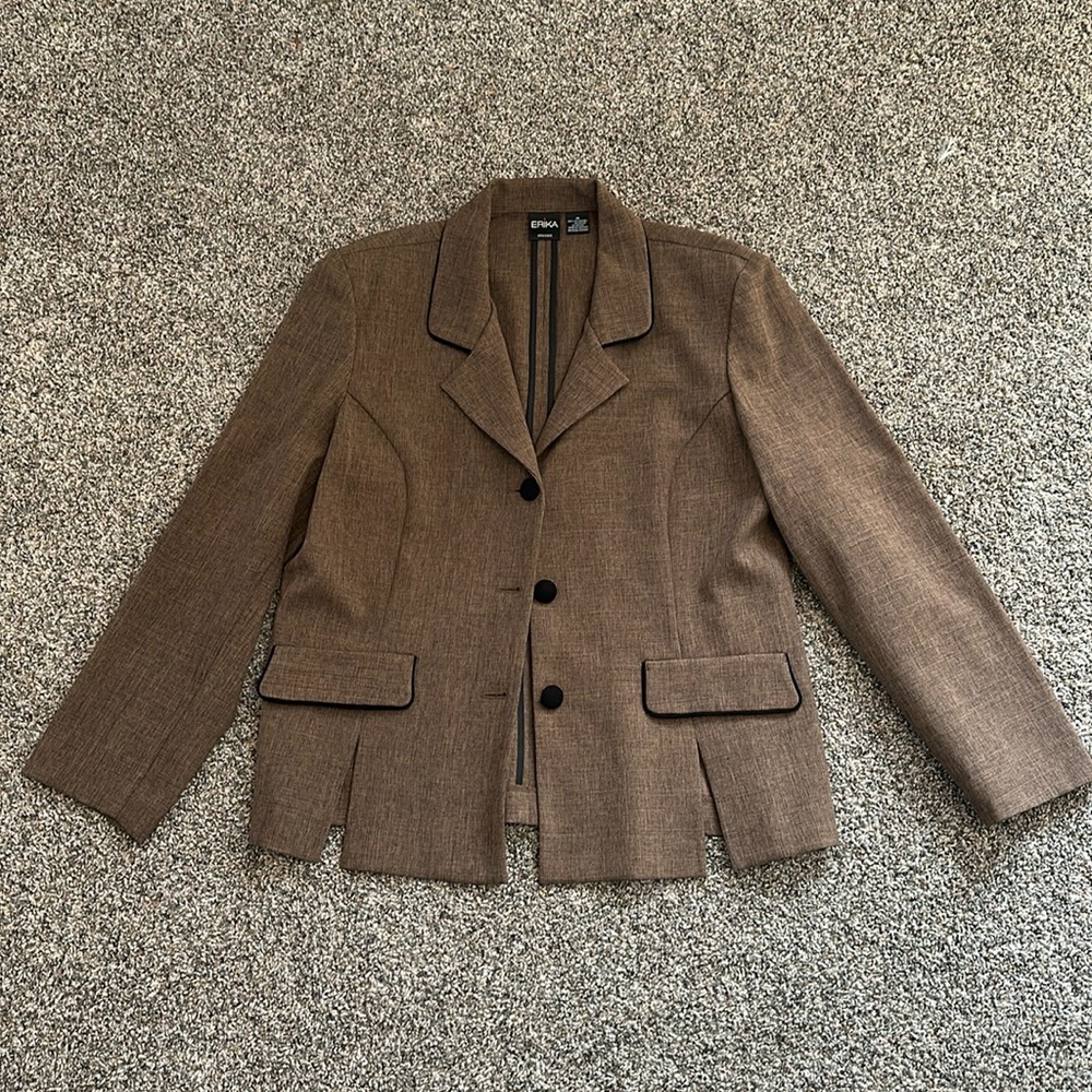 ERIKA Women’s Brown/Black Polyester Blazer Size 16